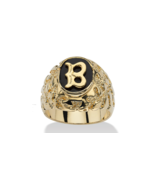 14K GOLD ONYX LETTER B  INITIAL NUGGET RING SIZE GP 8 9 10 11 12 13 - £79.00 GBP