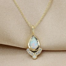 1Ct Pear Cut Lab-Created Fire Opal Women&#39;s Pendant 14k Yellow Gold Plated - £117.49 GBP