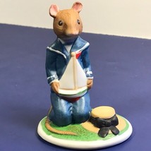 Franklin Mint Woodhouse Mouse Figurine Porcelain Mice 1985 Rupert Sailboat Hat - £9.42 GBP