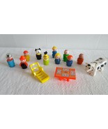 13 Pieces Vintage Fisher Price Little People Lot wood heads, bodies meta... - £23.56 GBP