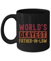 Worlds Okayest Father-in-law Fathers Day Coffee Mug Black Cup Retro Gift For Dad - £14.86 GBP+