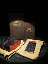 Brizard and Co Black  Python Pattern and Red Leather cigar case and lighter image 3
