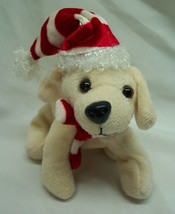 Cute Holiday Yellow Lab Puppy w/ Santa Hat 4&quot; Plush Stuffed Animal Toy Christmas - £11.87 GBP