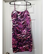 NWT NW Collections Juniors Black Fuchsia Cheetah Print Satin Prom Dress ... - $46.56