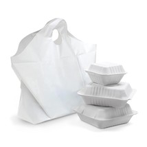 Plastic Bags Take Out Food Store Bag with Wave Handle Carry-Out 18x16x9 - £112.65 GBP+