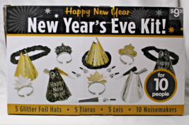New Year&#39;s Eve Kit 5 Hats 5 Tiaras 5 Leis 5 Horns 5 Noisemakers Get Read... - £7.55 GBP