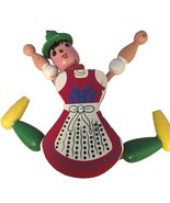 VTG German Wood Jumping Jack Ornament Puppet  Woman Girl Pull String Hol... - £23.44 GBP