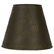 Star Lamp Shade in Rustic Brown Tin- washer shade - $64.00