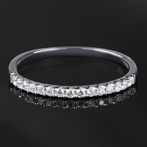 Womens 1/6 CT Stackable Wedding BAND Anniversary RING CZ White Gold Over Silver - £28.69 GBP