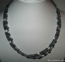 16&quot; Triple Strand Necklace Gray Pearl Lavender Clear AB Glass Beads ~N073 NWOT - £8.59 GBP