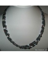 16&quot; Triple Strand Necklace Gray Pearl Lavender Clear AB Glass Beads ~N07... - £8.54 GBP