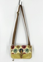 Fossil Crossbody Shoulder Bag Coated Canvas Yellow Blue Red Birds Trees - £23.74 GBP