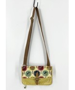 Fossil Crossbody Shoulder Bag Coated Canvas Yellow Blue Red Birds Trees - $564.50 MXN