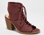 NEW Mossimo Womens Kendra Block Heel Lace Up Burgundy Sandals - $77.42