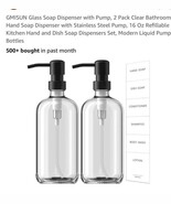 GMISUN Glass Soap Dispenser with Pump, 2 2 Pack, Clear Bottle + Black Pump  - $486.95 MXN