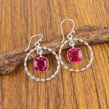 Pink Tourmaline Gemstone 925 Silver Earring Handmade Jewelry Earring 1.60&quot; - £9.00 GBP