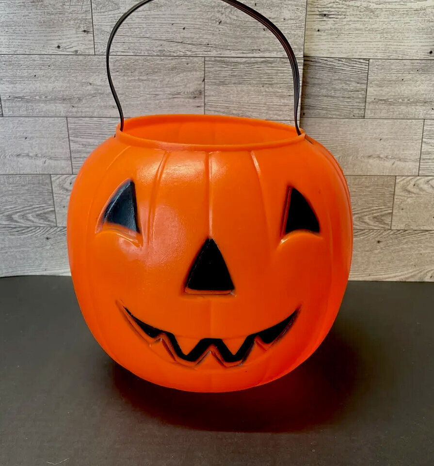 1980 Empire Blow Mold Halloween JOL Pumpkin Trick Treat Candy Bucket Pail - £11.24 GBP