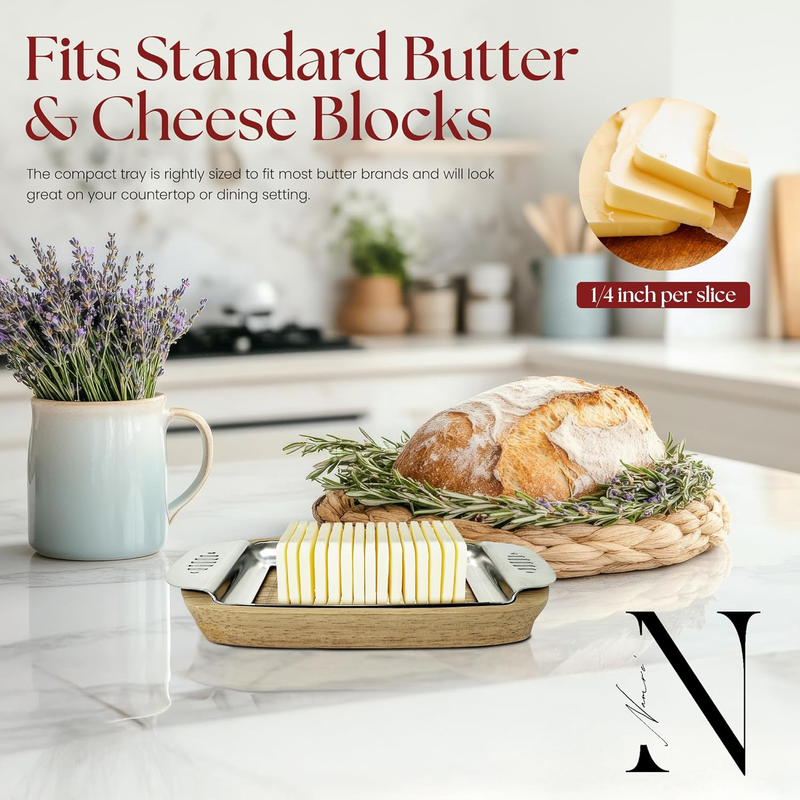 Butter and Cheese Slicer |Cutter with Wooden Storage Tray |Multipurpose Handheld Item image 6