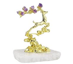 interoknack Luxury Crystal Agate Deer Figurine  Golden Antler Amethyst ... - $189.00