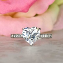 Anello di fidanzamento con diamante bianco a forma di cuore da 2,30 ct, oro... - £197.60 GBP