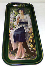 Vintage Coca Cola Tray Lady in Garden 18&quot; Green Serving Tray Org. Art Wo... - £30.67 GBP