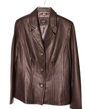 Sonoma Life Womans Sz M Brown Soft Lambskin Leather Coat - £40.19 GBP