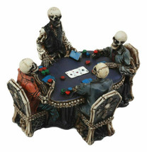 Ebros Skeleton Gamblers 6.25&quot;L Three Poker Players With A Dealer Sculpture - £19.65 GBP