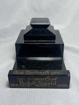 Pre War 1933 Black Marble Inkwell Desktop Stand German Wedding Gift Lift Top - £198.07 GBP