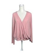 Miss Lili Wrap Blouse Long Sleeve Ribbed Top Pink Casual 1X - $30.08 CAD