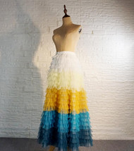Multi Color Tiered Tulle Maxi Skirt Women Custom Plus Size Long Tulle Skirt image 9