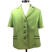 Dressbarn Woman Green Blazer Suit Jacket Business Office Formal Buttons ... - $29.99