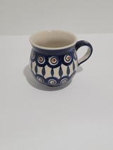 Polish Pottery Bubble Cup Belly Mug Small 3.5&quot; Peacock Leaves - $24.99