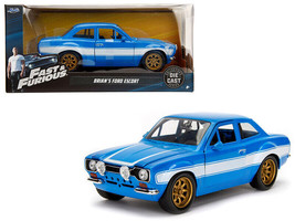 1970 Brian&#39;s Ford Escort Blue with White Stripes &quot;Fast &amp; Furious&quot; Movie 1/24 ... - £31.91 GBP
