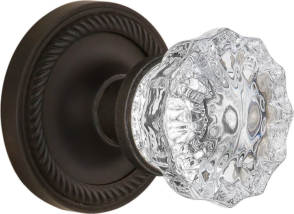 [Nostalgic 704658] Rope Rosette with Crystal Glass Door Knob, Rubbed Bronze - $54.95