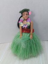 Hula girl dashboard bobble doll dances flower lei grass skirt - $14.84