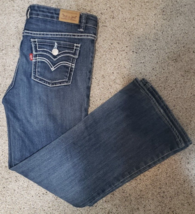 Levi&#39;s Boot Cut Jeans Size 8 1/2 Plus Girl&#39;s Blue Flap Pockets Adjustabl... - $17.46