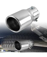 Silver Round Shape Car Exhaust Muffler Tip Straight Pipe 63mm 2.5‘’ Inlet - £14.10 GBP
