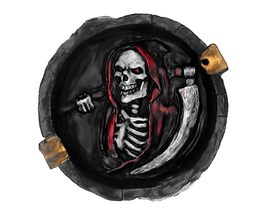 Grim Reaper Death Skull Round Flat Ash Tray Cigarette Burner Incense Stick Holde - £19.66 GBP
