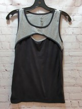 Women&#39;s Zumba Wear black gray front cutout medium tank top shirt - £4.68 GBP