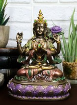 Avalokiteshvara Kuan Yin Seated On Lotus Throne Statue 6&quot;H Infinite Compassion - £28.41 GBP