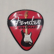 Fender stratocaster guitar music pick embossed metal sign - £69.69 GBP