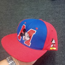 Vintage Disney Mickey Mouse Unlimited Hat Red Blue Big Spell Out Logo Rare - $46.47