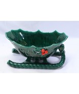 Lefton Holly Berry Sleigh Christmas Candy Dish Large 10 1/2&quot;  Xmas - $19.59