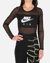 Nike AIR LONG-SLEEVE MESH BODYSUIT Black Sporty Athletic Size S/P - $552.51 MXN