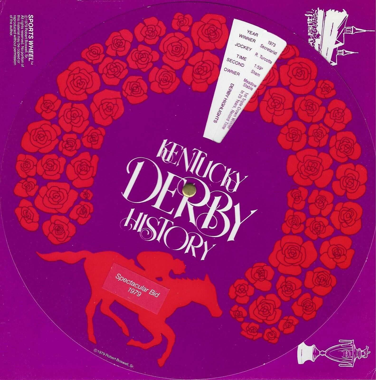Kentucky Derby History Wheel - 1875 - 1979 in MINT Condition - $12.00