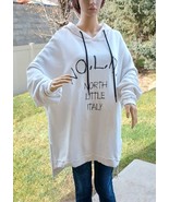 NOLITA Hooded Sweatshirt Tunic Top w/Hi-Lo Hemline; size M, ivory color ... - $64.35