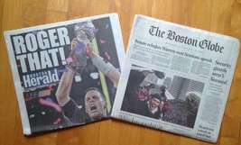 New England Patriots Boston Globe Newspaper &amp; Herald 5X Super Bowl LI Champion - £17.50 GBP