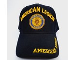 American Legion Mens Black Hat Cap Embroidered Strapback - £9.33 GBP