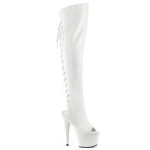 PLEASER ADORE-3019 Women&#39;s White 7&quot; Heel Platform Open Toe Over-The-Knee Boots - £78.60 GBP
