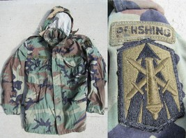 Vintage Us Army Artillary Brigade Woodland Camo Field Jacket Coat Cold Weather - £26.50 GBP